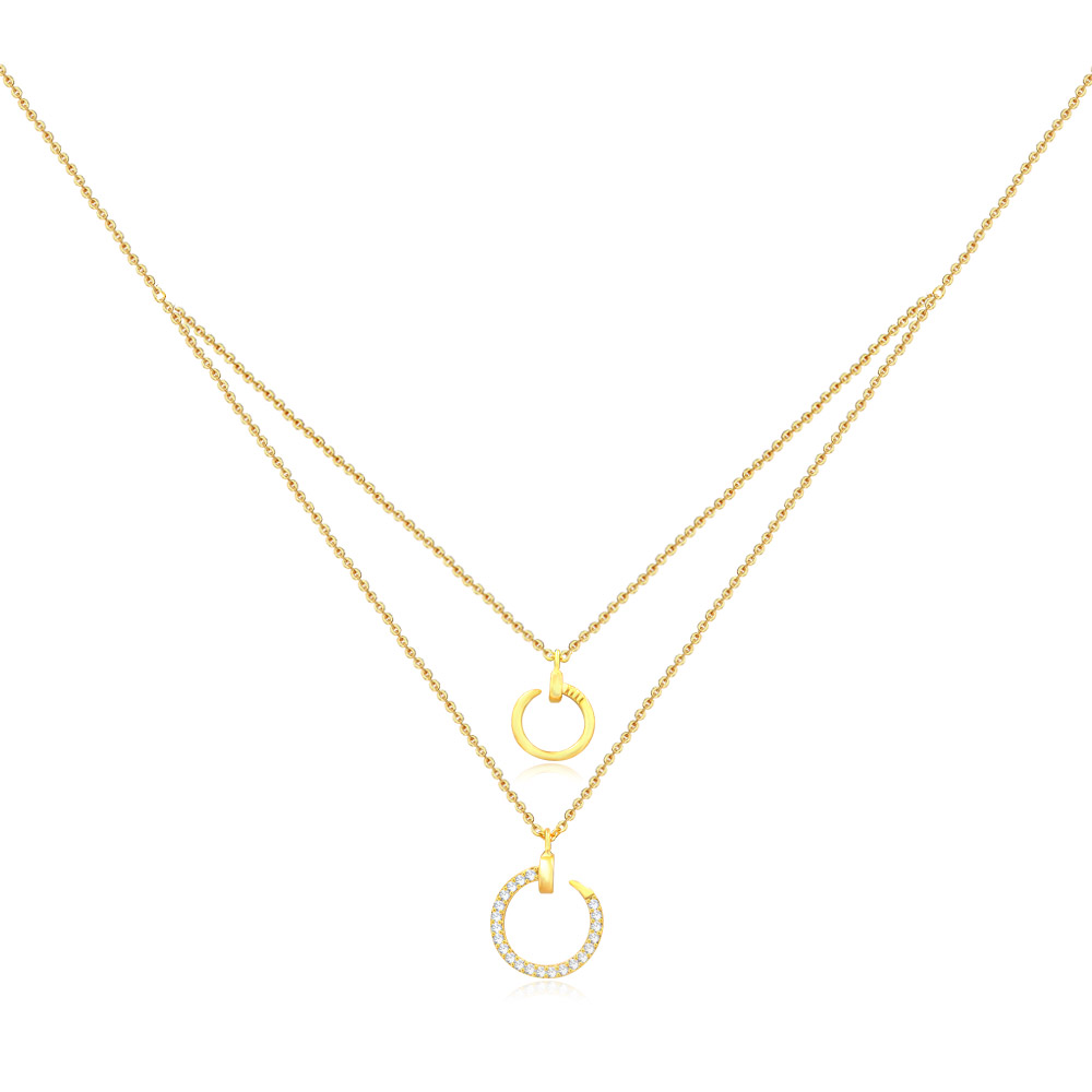 Wholesale Layered Necklace Circle Pendant in Gold